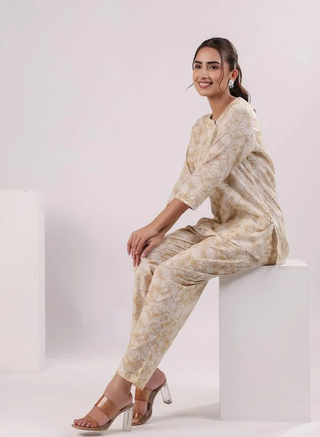 sanskrutihomes Floral Print Longline Top & Pants Co-Ords by Styli