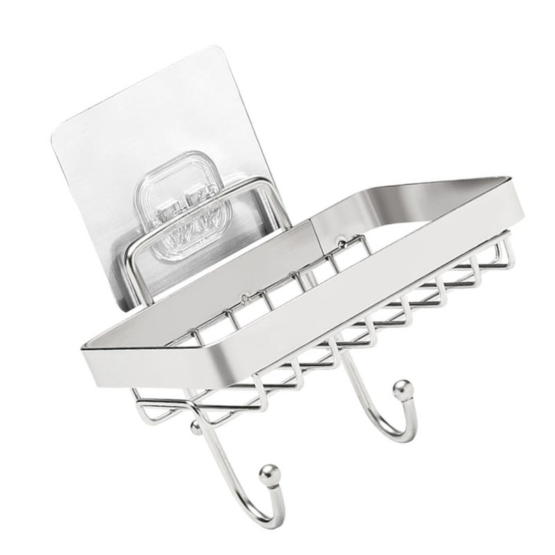 Wall Mounted Stainless Steel Soap Holder Self Draining for Bathroom Kitchen Silver - Image 2
