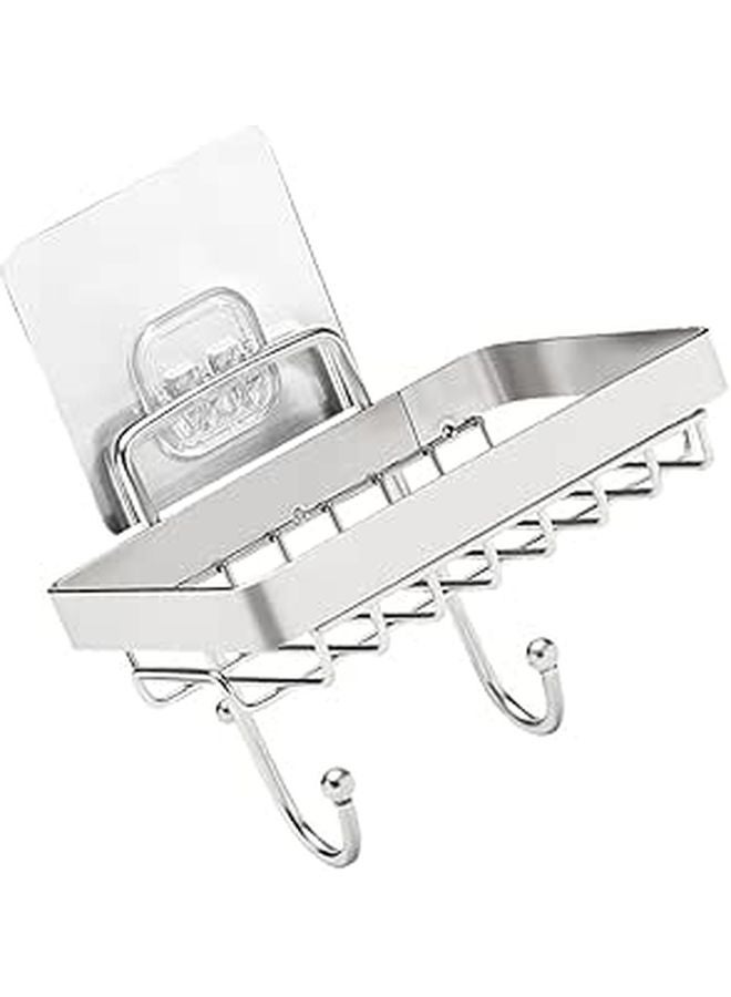 Wall Mounted Stainless Steel Soap Holder Self Draining for Bathroom Kitchen Silver - Image 1