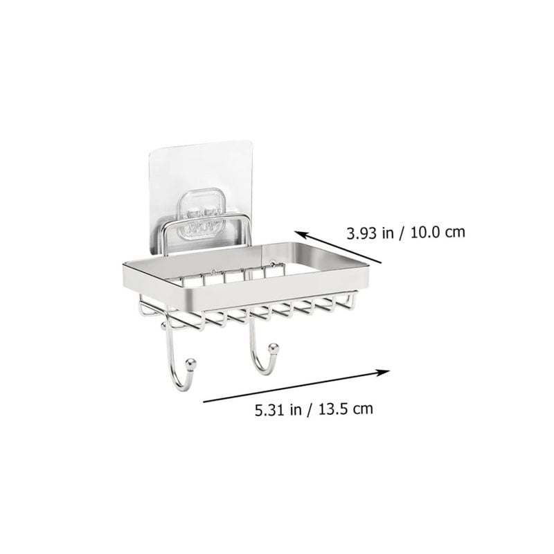 Wall Mounted Stainless Steel Soap Holder Self Draining for Bathroom Kitchen Silver - Image 3