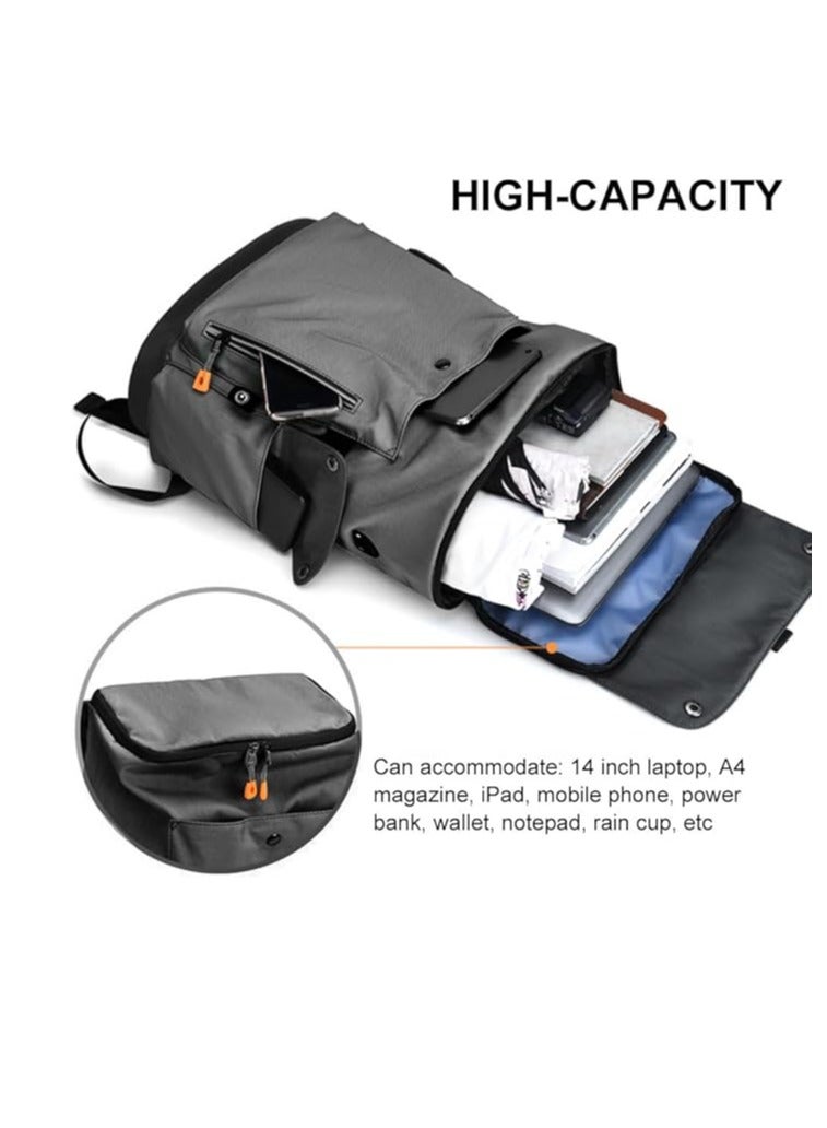 iCozzier iCozzier Laptop Backpack for Men Women, Waterproof Laptop Rucksack Work Bag with 14 Inch Laptop Compartment, Casual Daypack Vintage Rucksack for Travel  - Image 4