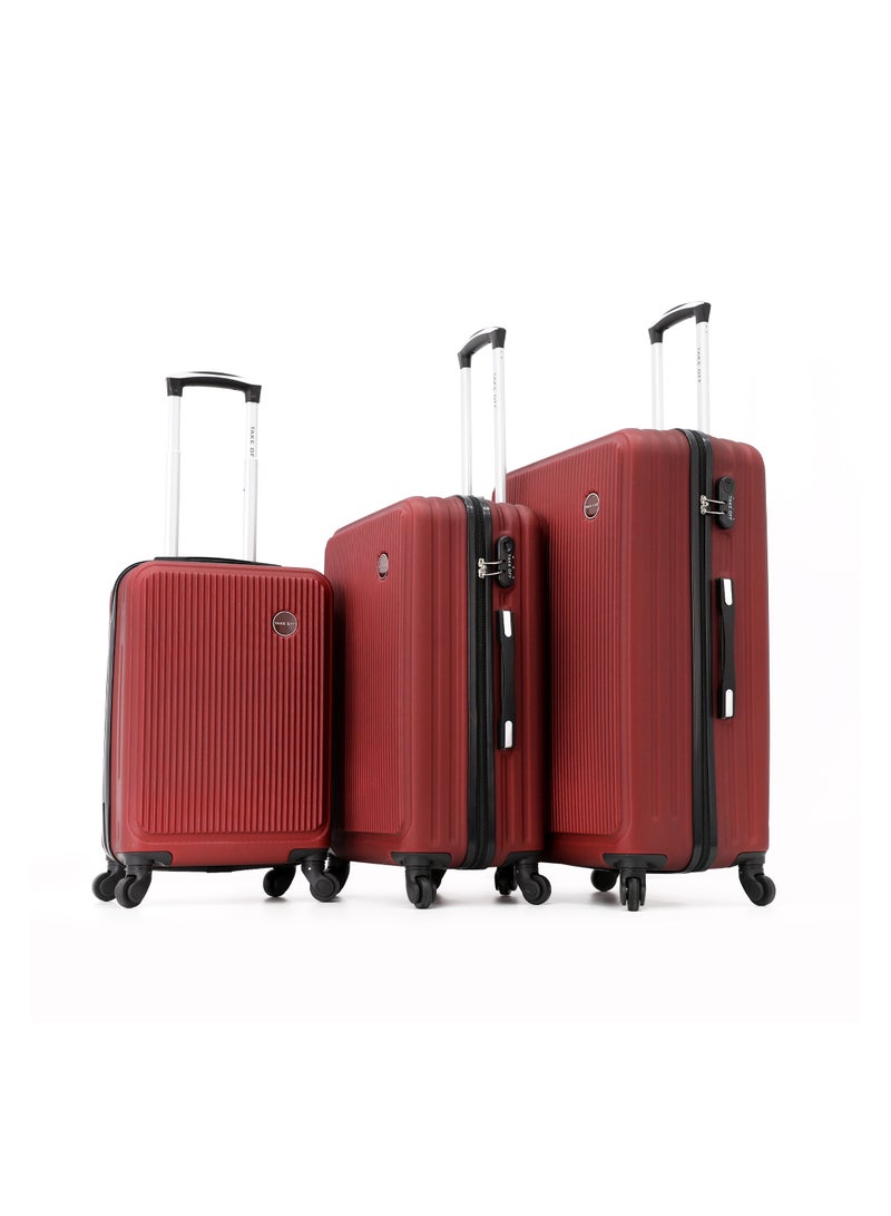 TAKEOFF Hardside Luggage Trolley Bag 3 Pieces set,Maroon (S-20,M-24,L-28 Inch) - Image 1
