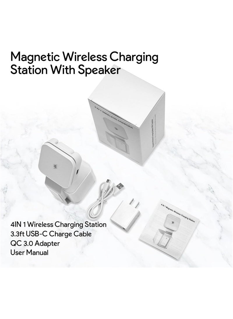 Generic - Wireless Charger,4 in 1 Charging Station,Fast Wireless Charger(20W PD Adapter) With Blue-Tooth Speaker for All iPhone Series, for iWatch's and Earbuds Charger Stand - Image 1