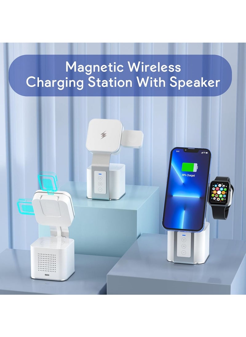 Generic - Wireless Charger,4 in 1 Charging Station,Fast Wireless Charger(20W PD Adapter) With Blue-Tooth Speaker for All iPhone Series, for iWatch's and Earbuds Charger Stand - Image 1