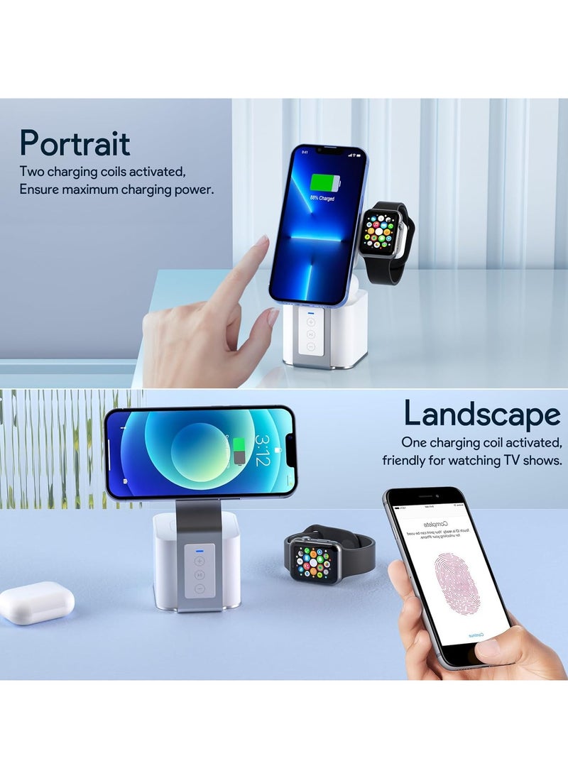 Generic - Wireless Charger,4 in 1 Charging Station,Fast Wireless Charger(20W PD Adapter) With Blue-Tooth Speaker for All iPhone Series, for iWatch's and Earbuds Charger Stand - Image 1