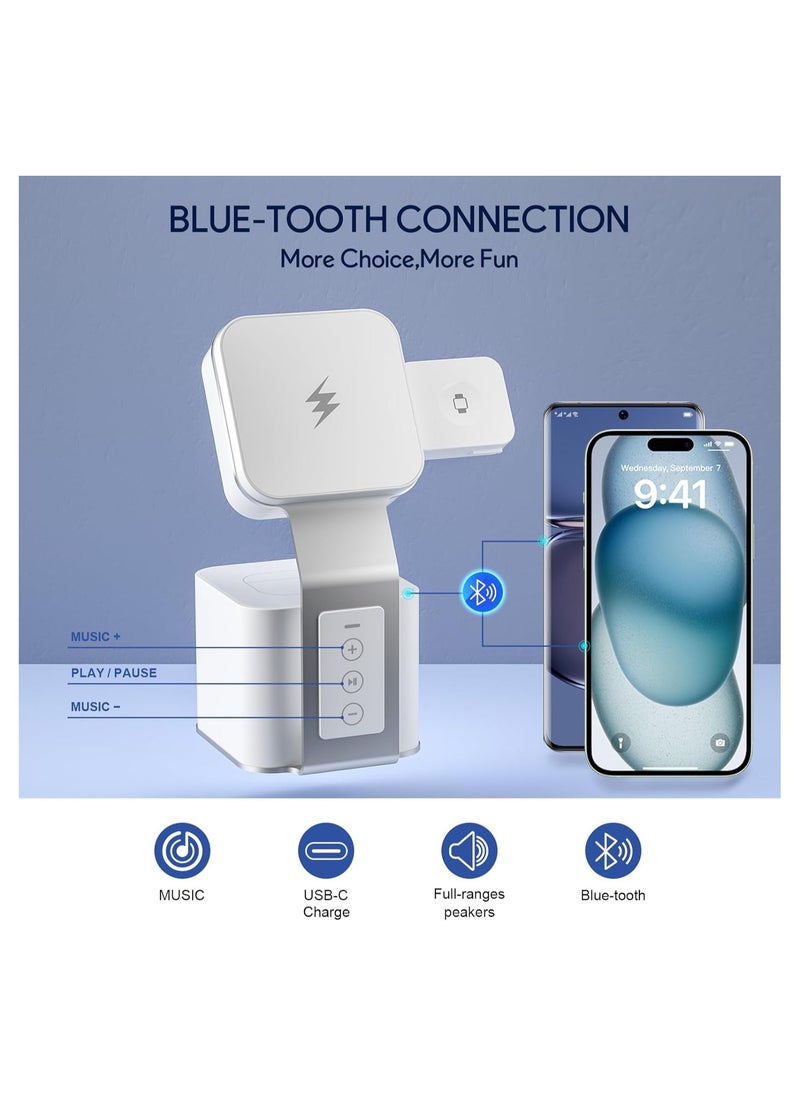 Generic - Wireless Charger,4 in 1 Charging Station,Fast Wireless Charger(20W PD Adapter) With Blue-Tooth Speaker for All iPhone Series, for iWatch's and Earbuds Charger Stand - Image 1