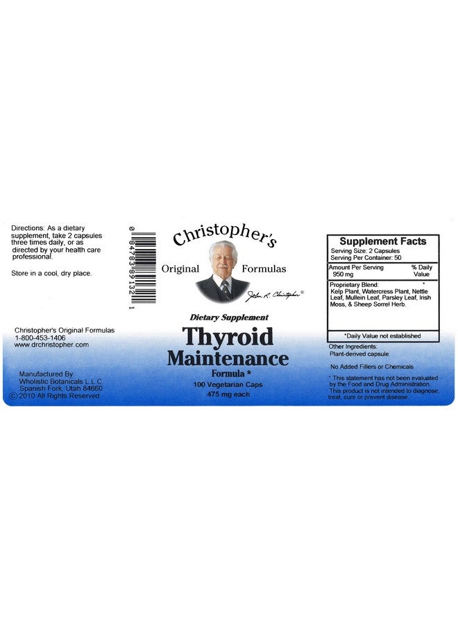 Christopher's Original Formulas Dr. Christopher's Original Formulas Thyroid Maintenance Formula Capsules, 100 Count - Image 4