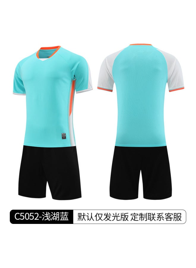 C5052-light Lake Blue Children's Football Game Campus Sports Meeting Team Uniform Set Toddler Football Jersey Jersey Quick-drying Training Uniform