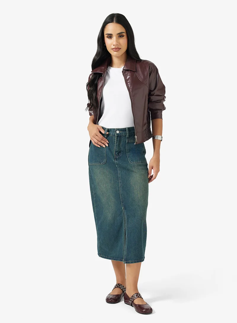 جينجر Denim A Line Maxi Skirt