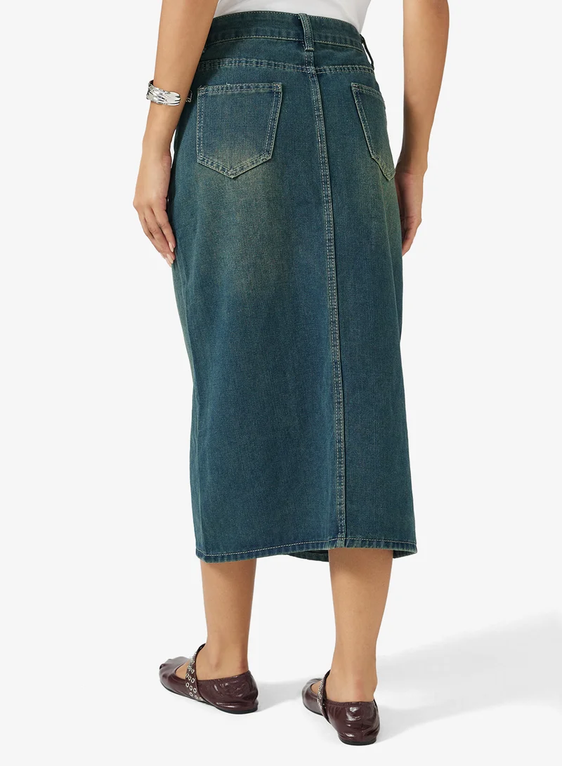 Ginger Denim A Line Maxi Skirt