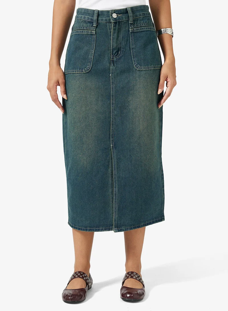 Ginger Denim A Line Maxi Skirt