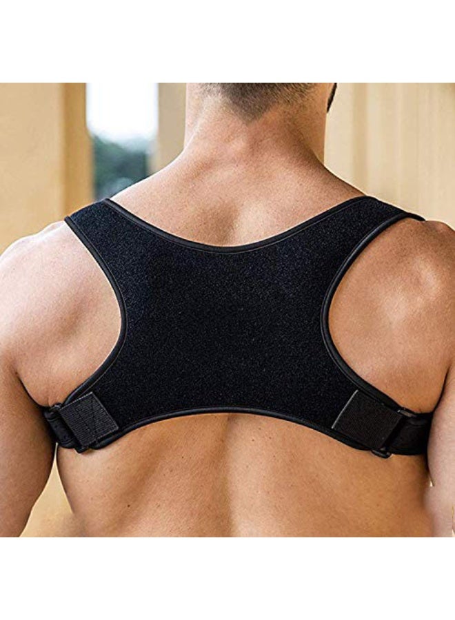 كيلا حزام تقويم الظهر والكتفين قابل للتعديل، مصنوع من مواد متينة ومريحة تسمح بمرور الهواء، مناسب للرجال - مقاس موحد، يدعم أعلى الظهر والكتفين والترقوة، يساعد على تحسين وضعية الجسم وتخفيف آلام الرقبة والكتفين والظهر (أسود) - Image 1