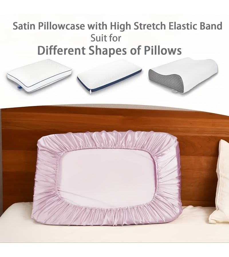 Khaki Queen Soft Satin Pillowcase with Elastic Stretch for Home Travel - Image 4