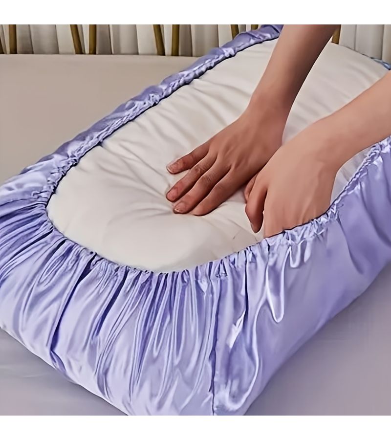 Khaki Queen Soft Satin Pillowcase with Elastic Stretch for Home Travel - Image 3