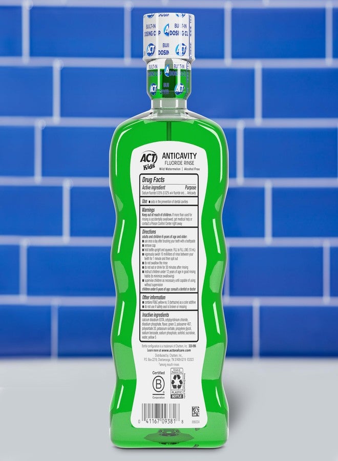 ACT Kids Anticavity Fluoride Rinse Wild Watermelon 16.9 fl. oz. Accurate Dosing Cup, Alcohol Free - Image 2