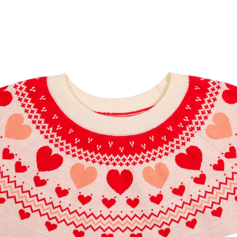Beopjesk Heart Sweater for Women Winter Cute Long Sleeve Valentine's Day Knitted Pullover Jumper Tops (US, Alpha, X-Large, Regular, Regular, Beige) - Image 3