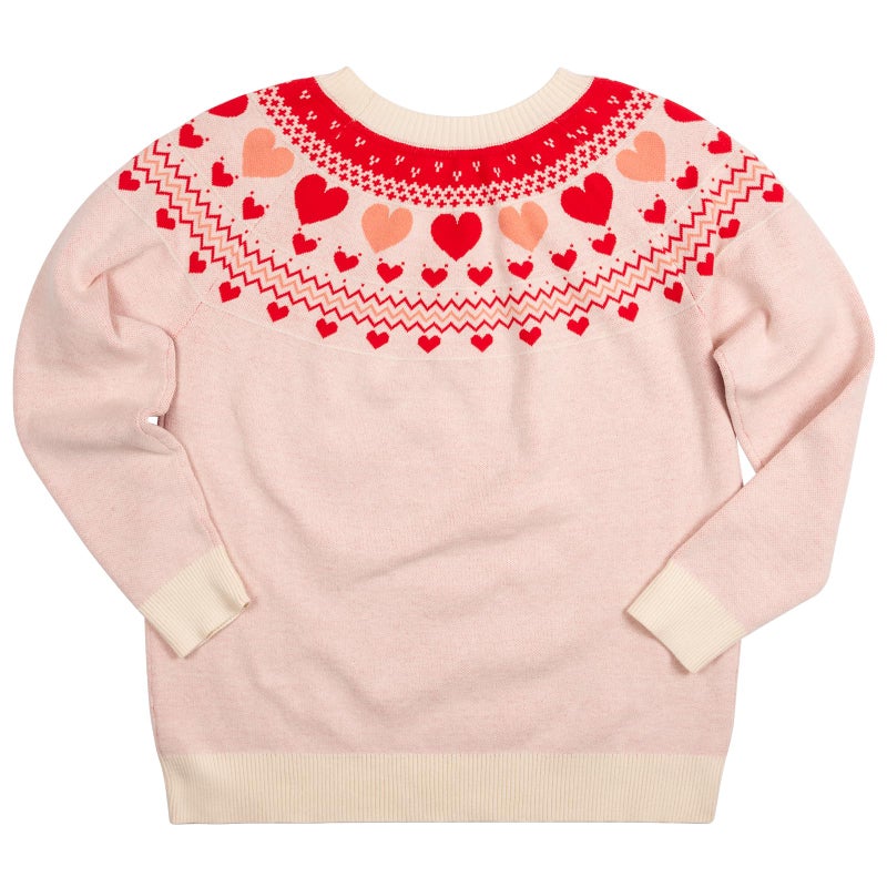 Beopjesk Heart Sweater for Women Winter Cute Long Sleeve Valentine's Day Knitted Pullover Jumper Tops (US, Alpha, X-Large, Regular, Regular, Beige) - Image 2