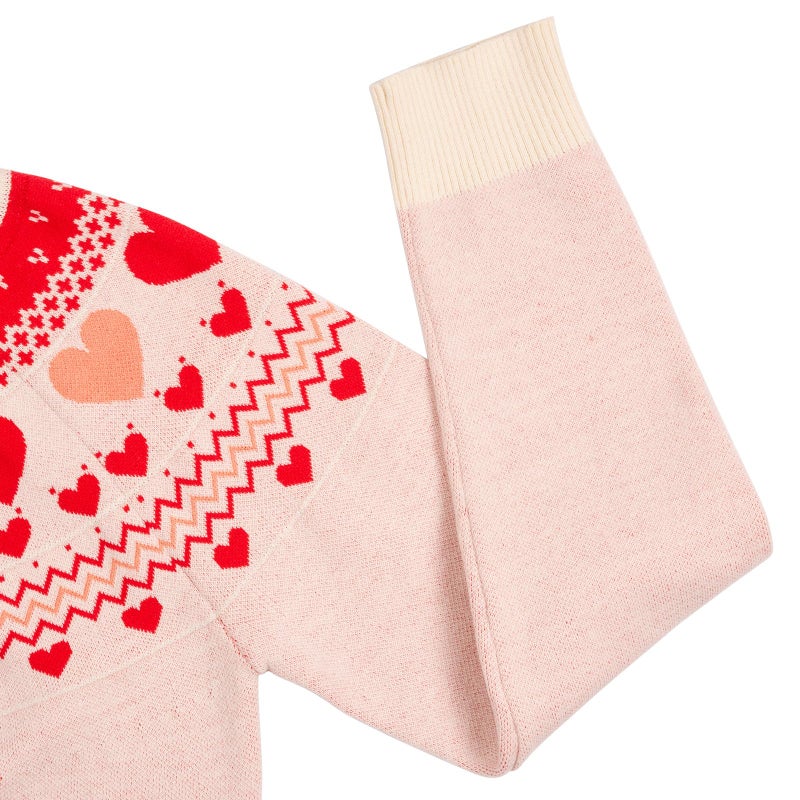 Beopjesk Heart Sweater for Women Winter Cute Long Sleeve Valentine's Day Knitted Pullover Jumper Tops (US, Alpha, X-Large, Regular, Regular, Beige) - Image 4