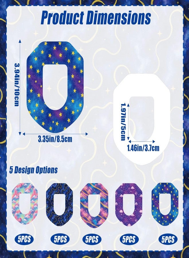 Penitue 25pcs Galaxy Overpatches Waterproof Compatible with Omnipod 5, 5 Style Breathable Adhesive Patches, Non-Woven Fabrics Pre-Cut Tape Stickers, Sweat-Proof CGM Sensor Covers - Image 2