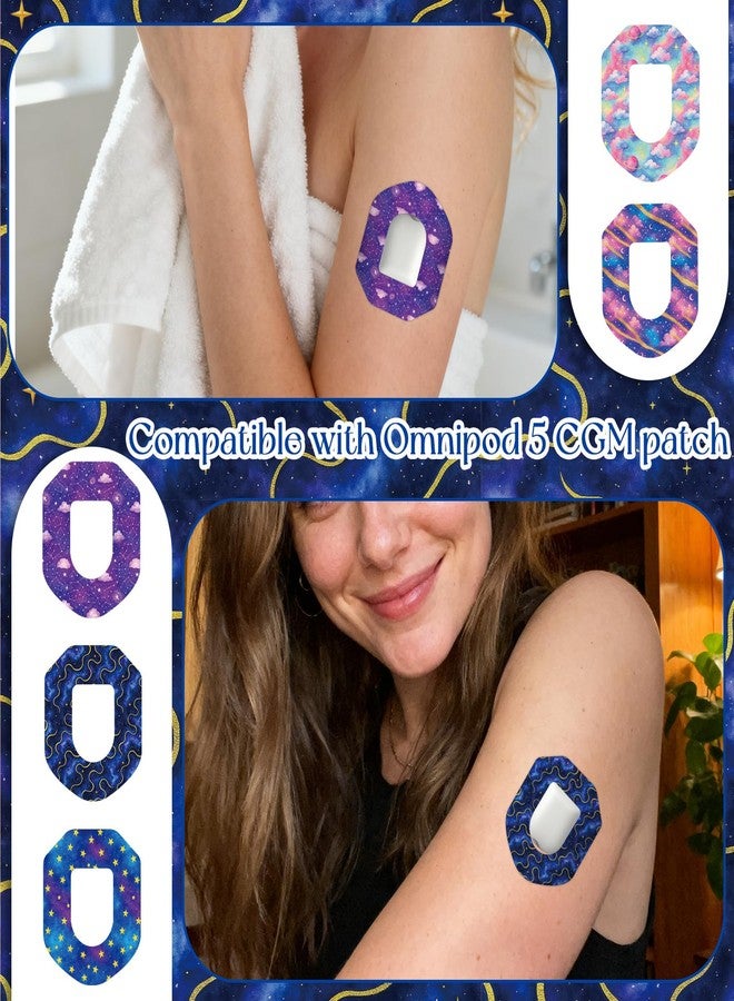 Penitue 25pcs Galaxy Overpatches Waterproof Compatible with Omnipod 5, 5 Style Breathable Adhesive Patches, Non-Woven Fabrics Pre-Cut Tape Stickers, Sweat-Proof CGM Sensor Covers - Image 3