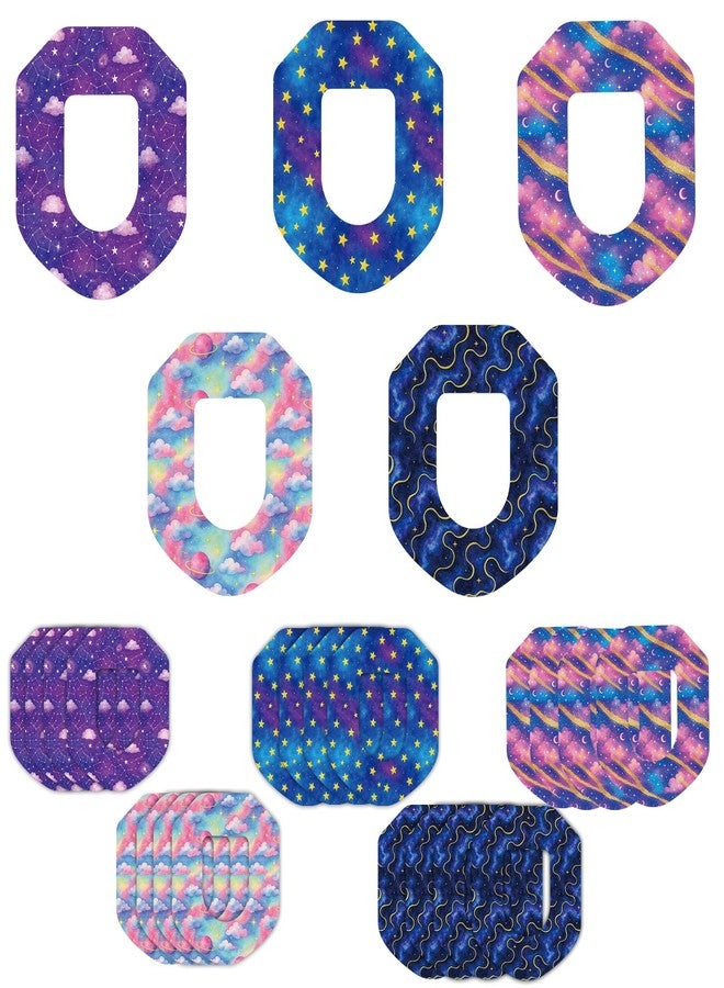 Penitue 25pcs Galaxy Overpatches Waterproof Compatible with Omnipod 5, 5 Style Breathable Adhesive Patches, Non-Woven Fabrics Pre-Cut Tape Stickers, Sweat-Proof CGM Sensor Covers - Image 1
