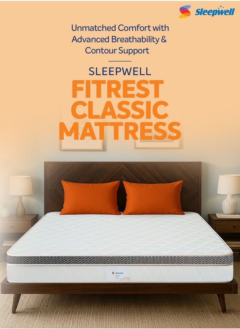 Sleepwell Sleepwell Fitrest Classic | Acuprofile PU Foam | Twin Bed Size | Medium Firm | Neem Fresche Technology | Anti Sag Mattress (200L x 120W x 20H cm) , Thickness 20 cm  - Image 1