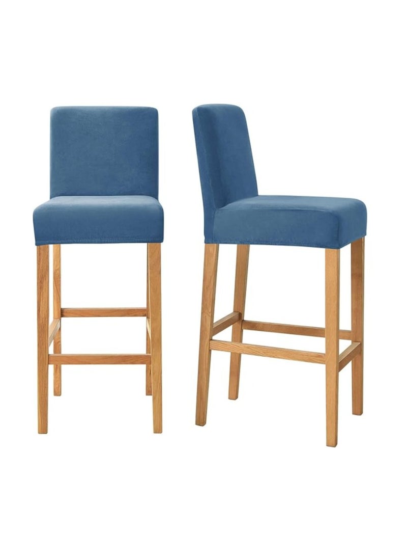 general Velvet cover for bar stool, elastic cover for bar stool Chair for dining room, kitchen, removable, washable, protective cover for short-back chair, high-side chair, set of 2  - Image 1