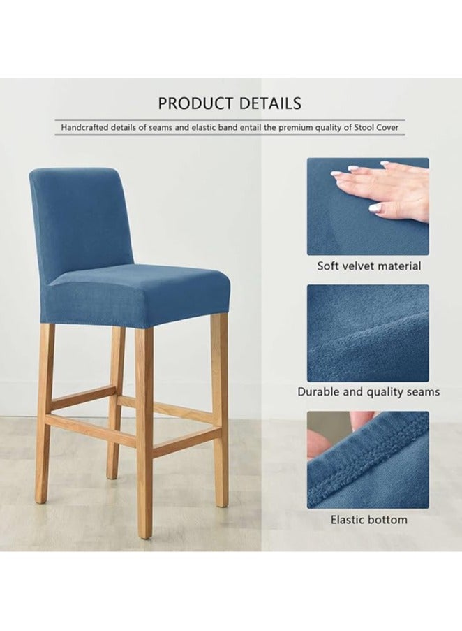 general Velvet cover for bar stool, elastic cover for bar stool Chair for dining room, kitchen, removable, washable, protective cover for short-back chair, high-side chair, set of 2  - Image 3
