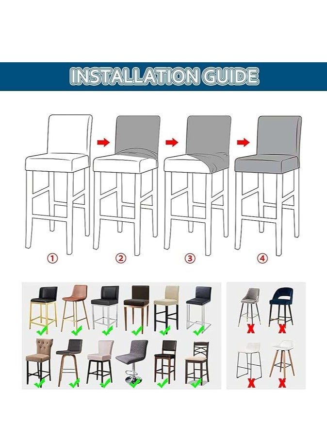 general Velvet cover for bar stool, elastic cover for bar stool Chair for dining room, kitchen, removable, washable, protective cover for short-back chair, high-side chair, set of 2  - Image 4