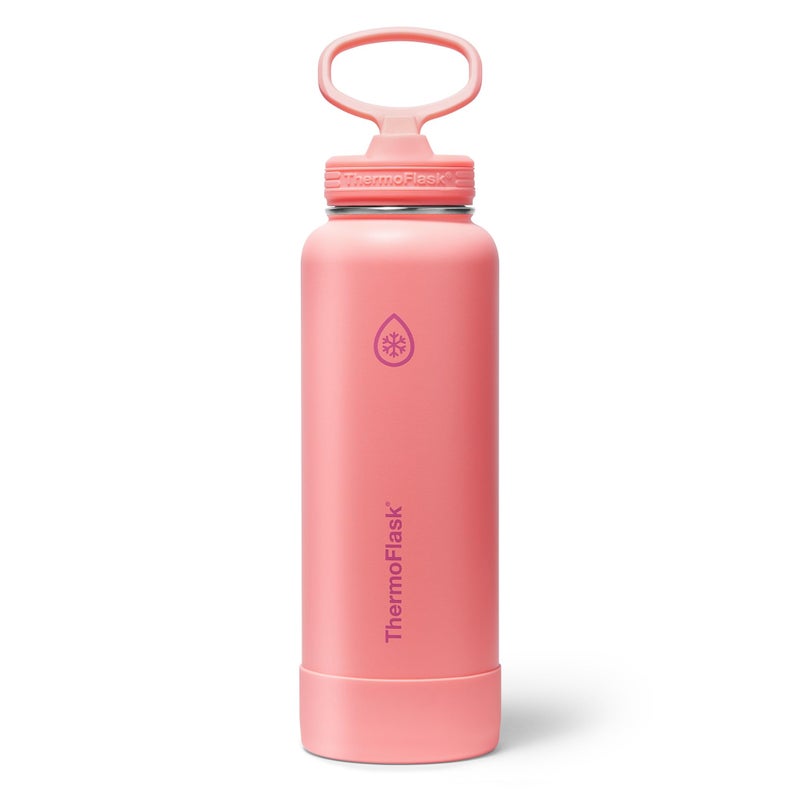 ThermoFlask Insulated Water Bottle with Spout Lid 40 oz Sunkissed Coral Leakproof Stainless Steel Water Bottle for Cold Hot Drinks Travel Daily Hydration - Image 2