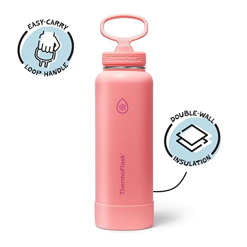 ThermoFlask Insulated Water Bottle with Spout Lid 40 oz Sunkissed Coral Leakproof Stainless Steel Water Bottle for Cold Hot Drinks Travel Daily Hydration - Image 3
