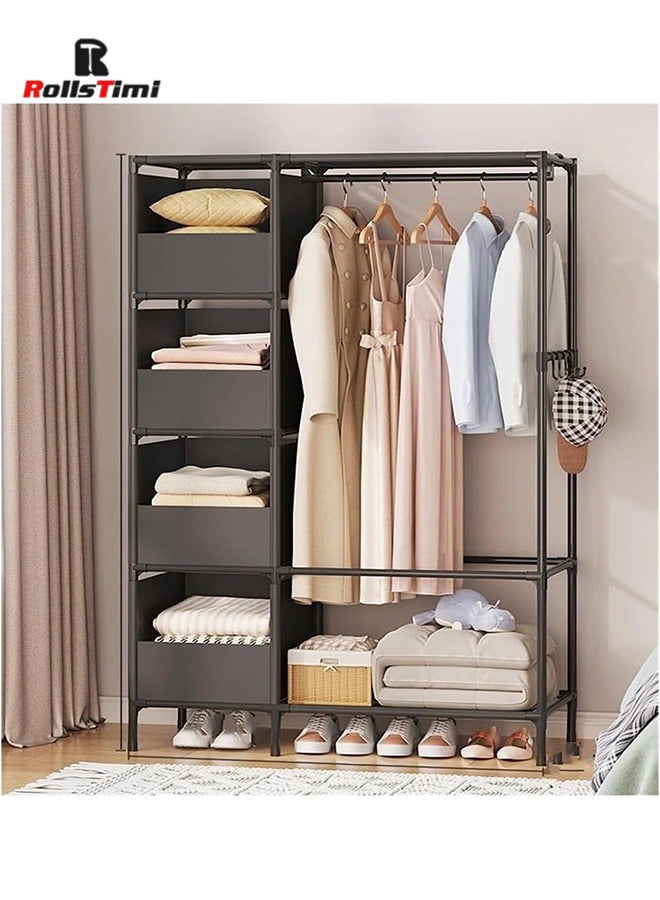 RollsTimi  Portable Wardrobe Closet Thick Steel Pipe Clothes Closet with Hanging Rod and Closet Storage, Clothing Storage Cabinet Closet Organizer for Bedroom,170x45x105cm - Image 1