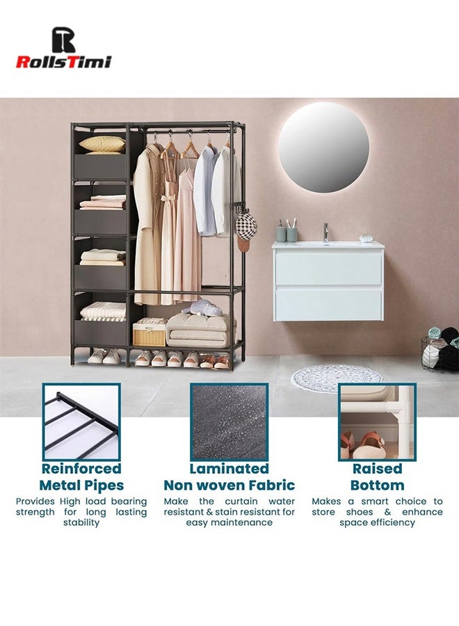 RollsTimi  Portable Wardrobe Closet Thick Steel Pipe Clothes Closet with Hanging Rod and Closet Storage, Clothing Storage Cabinet Closet Organizer for Bedroom,170x45x105cm - Image 2