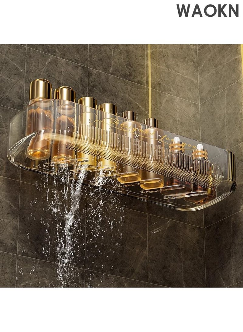 دبليو أيه أو كي أن 2 قطعة الحمام الجدار رفف المثبتة ، رف قوي ودائم ، قدرة تحمل قوية ، تصميم أنيق وبسيط وأنيق ، رف تخزين الأكريليك ، مربع تخزين مستحضرات التجميل ، رف تخزين الحمام. - Image 2