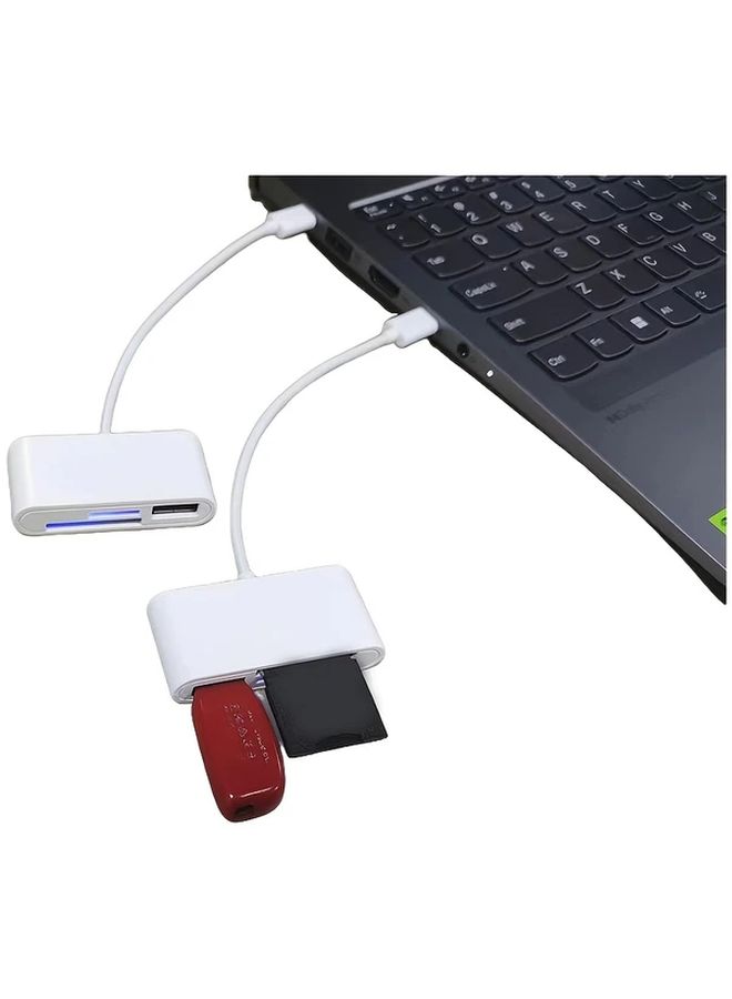 White 3 In 1 SD TF Card Reader For iPhone 15 Laptop Android Type C USB C Devices - Image 5