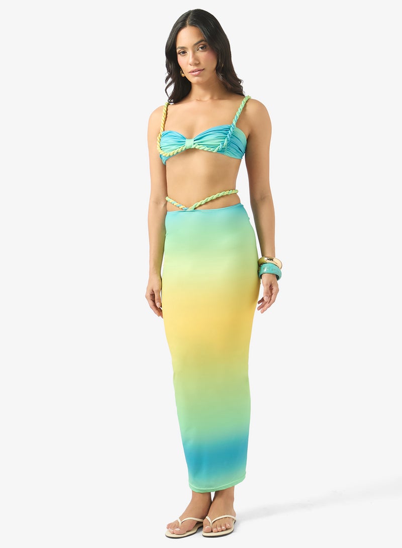 Soleira Ombre Bikini Set With Beach Skirt - Image 1