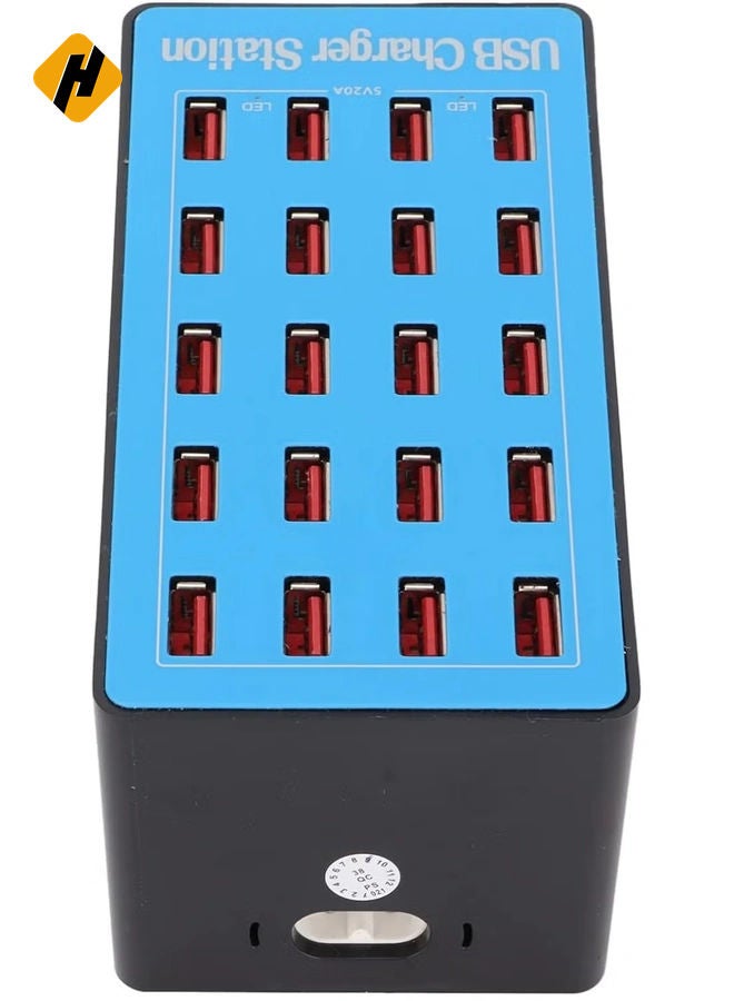 HuHa 20-Port USB Charging Station, 80W, 2.4A Per Port, Charge 20 Devices Simultaneously, Non-Slip Design, Multi-Port Charger for Smartphones, Tablets & USB Devices (EU Plug)  - Image 1