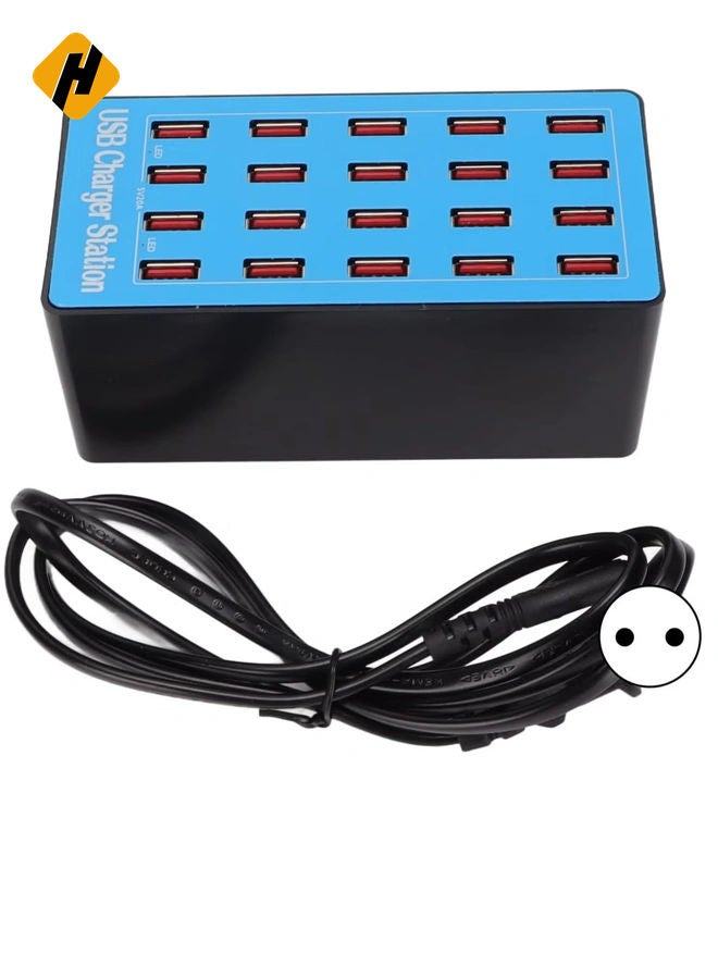 HuHa 20-Port USB Charging Station, 80W, 2.4A Per Port, Charge 20 Devices Simultaneously, Non-Slip Design, Multi-Port Charger for Smartphones, Tablets & USB Devices (EU Plug)  - Image 5