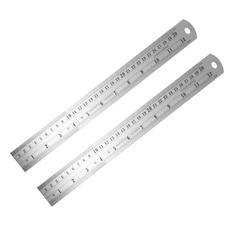 4 قطع مجموعة مساطر من الفولاذ المقاوم للصدأ 15 سم 30 سم مزدوجة القياس حافة مستقيمة أدوات رسم - Image 1