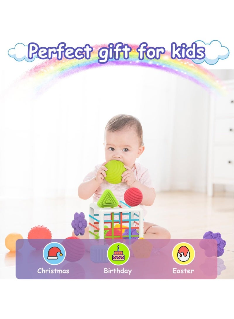 Toy Box Baby Sorter Toy 6pcs Multi Sensory Shape Toddler Developmental Learning Toys Birthday Gifts Baby Toys - Image 3