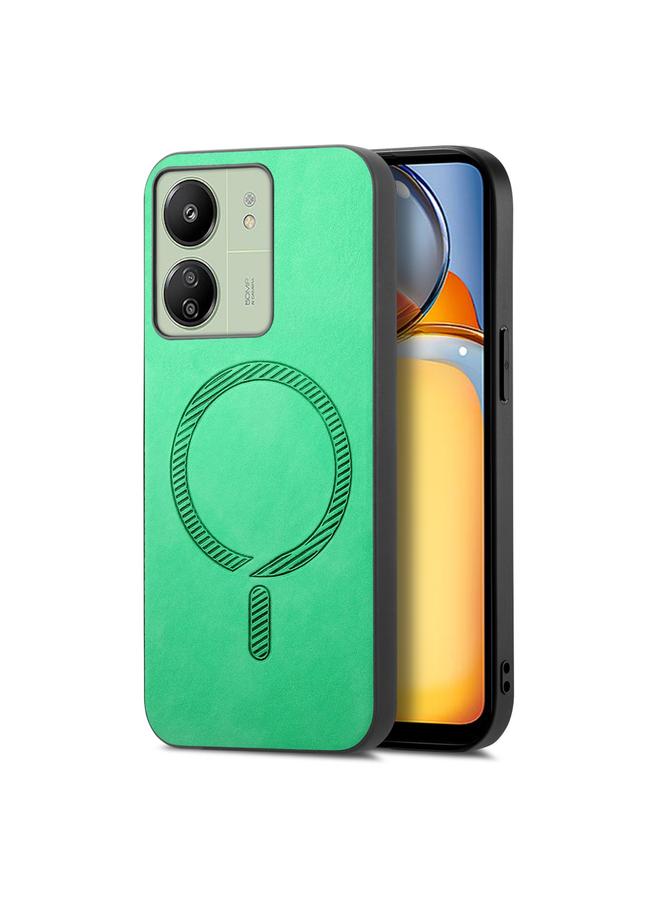 Case For Xiaomi Redmi 12 Solid Color Retro Magsafe PU Back Cover Phone Case