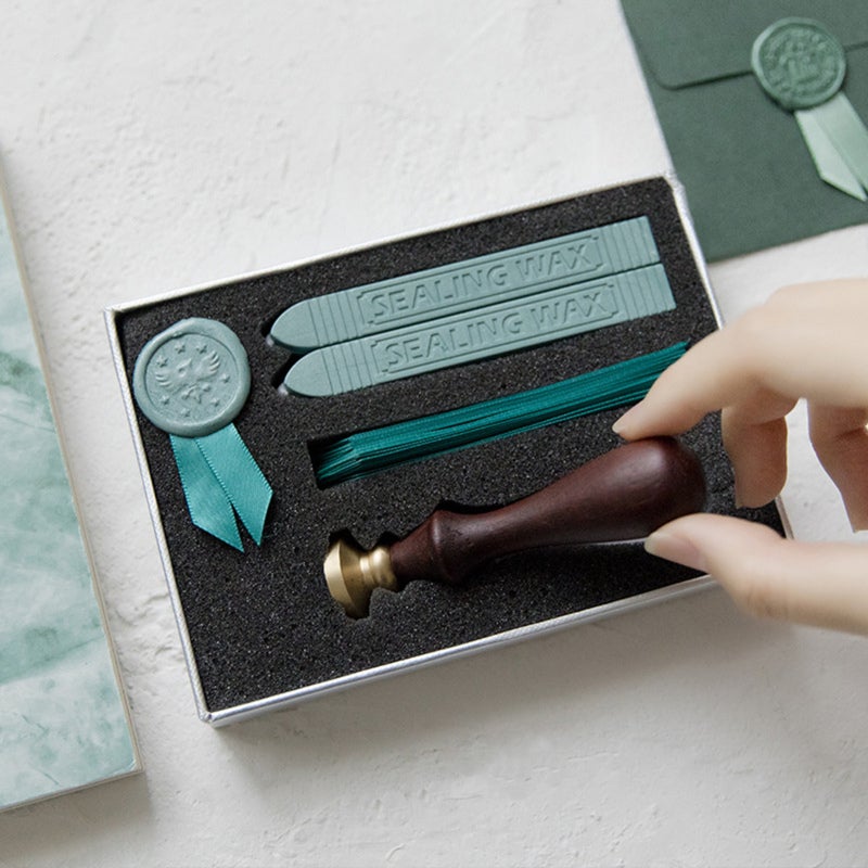 Clear Pattern Wax Seal Stamp Kit with Delicate Metal Head - Sealing Wax Sticks with Wicks for Wedding Invitations Journal Decoration - Image 3