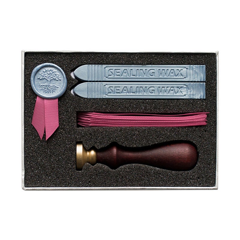 Clear Pattern Wax Seal Stamp Kit with Delicate Metal Head - Sealing Wax Sticks with Wicks for Wedding Invitations Journal Decoration - Image 1