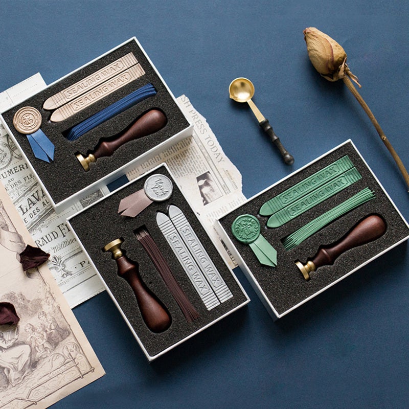 Clear Pattern Wax Seal Stamp Kit with Delicate Metal Head - Sealing Wax Sticks with Wicks for Wedding Invitations Journal Decoration - Image 4