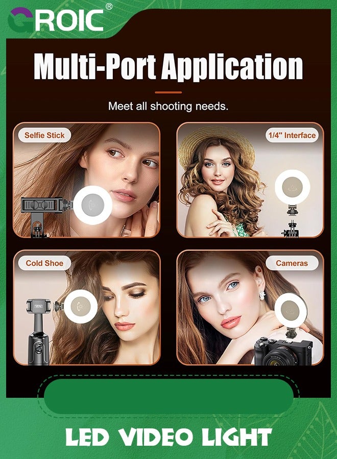 GROIC LED Video Light, 360° Rotation LED Camera Light, Rechargeable Camera Led Light with Cold Shoe Mounts and 1/4 Interface, 9 Levels of Dimming, Portable Light for Photography, Live, Video Recording - Image 3