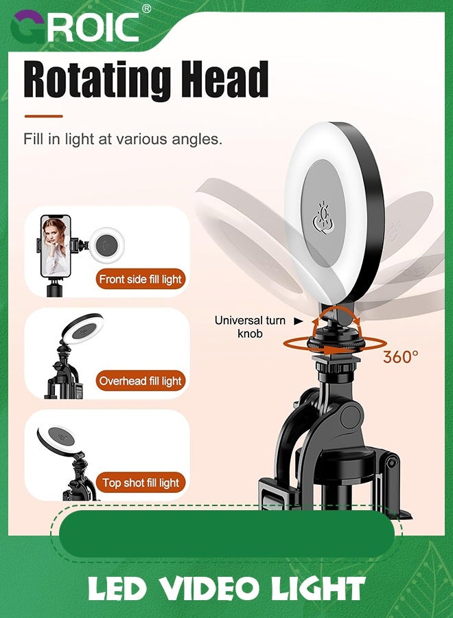 GROIC LED Video Light, 360° Rotation LED Camera Light, Rechargeable Camera Led Light with Cold Shoe Mounts and 1/4 Interface, 9 Levels of Dimming, Portable Light for Photography, Live, Video Recording - Image 2