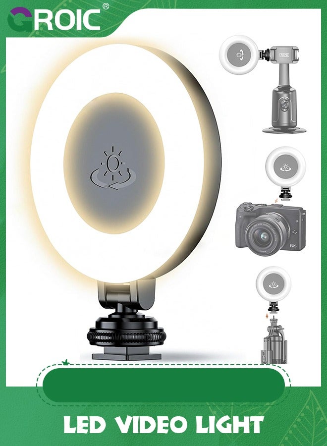 GROIC LED Video Light, 360° Rotation LED Camera Light, Rechargeable Camera Led Light with Cold Shoe Mounts and 1/4 Interface, 9 Levels of Dimming, Portable Light for Photography, Live, Video Recording - Image 1