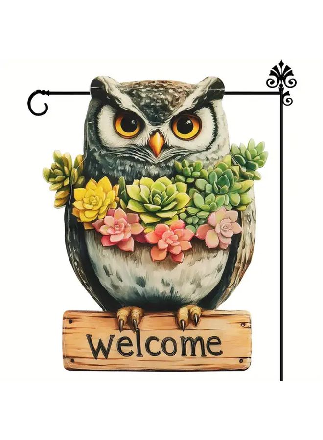 Owl Garden Flag Double Sided 12x18 Inch Seasonal Outdoor Yard Porch Decoration - Image 1