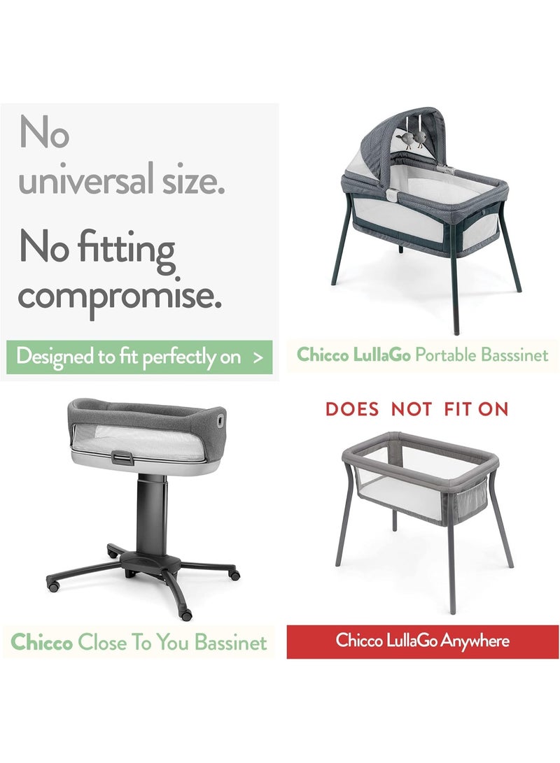 Joey + Joan Bassinet Fitted Sheets Compatible with Chicco Lullago Bassinet and Chicco Close to You 3-in-1 Bedside Sleeper â€“ Snuggly Soft Jersey Cotton â€“ Fits Perfectly on 19 x 32 Mattress Pad â€“ Grey â€“ 2 Pack - Image 2