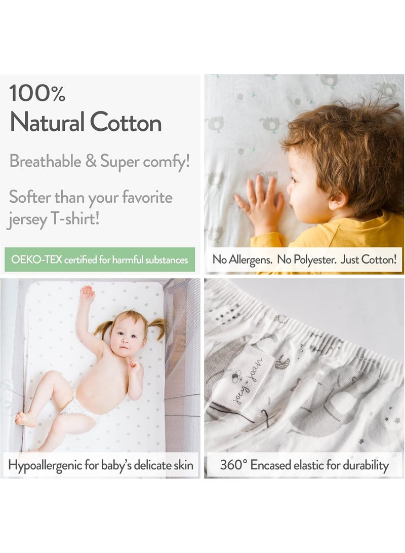 Joey + Joan Bassinet Fitted Sheets Compatible with Chicco Lullago Bassinet and Chicco Close to You 3-in-1 Bedside Sleeper â€“ Snuggly Soft Jersey Cotton â€“ Fits Perfectly on 19 x 32 Mattress Pad â€“ Grey â€“ 2 Pack - Image 4